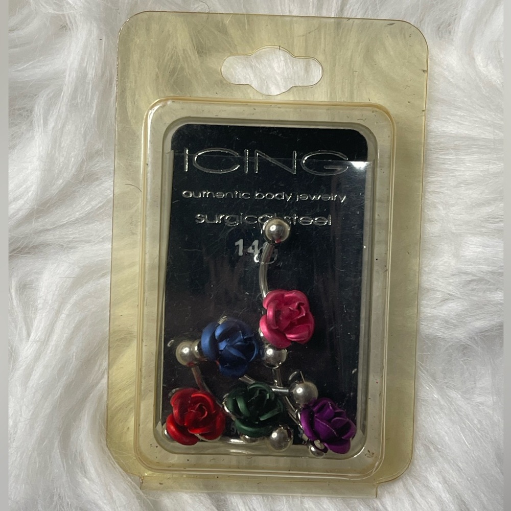 Icing Roses Surgical Steel Belly Button Jewelry Set